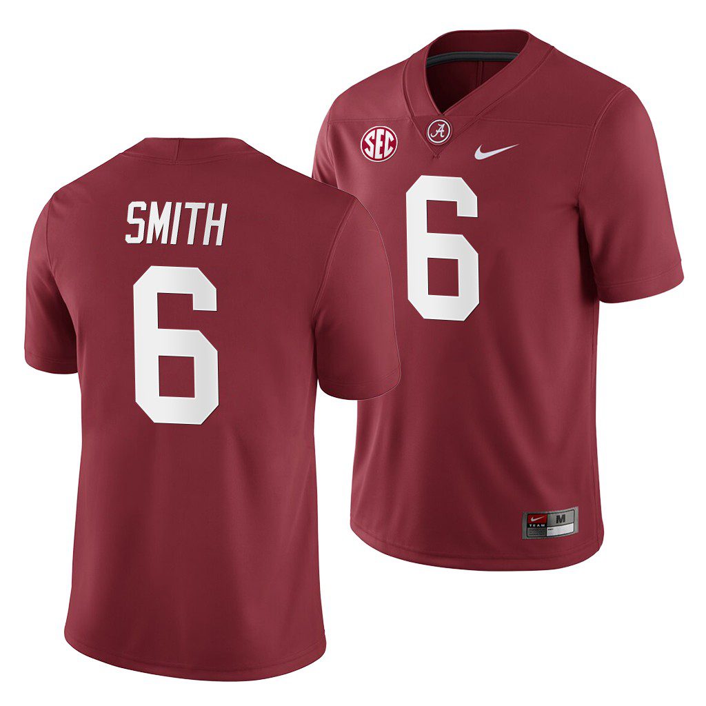 Men's Alabama Crimson Tide DeVonta Smith #6 2019 Crimson Home Game NCAA College Football Jersey